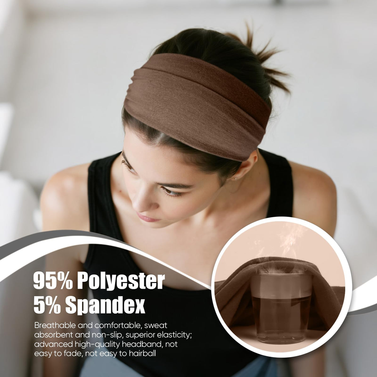 HSEM headband worn by runner showing secure non-slip hold during exercise