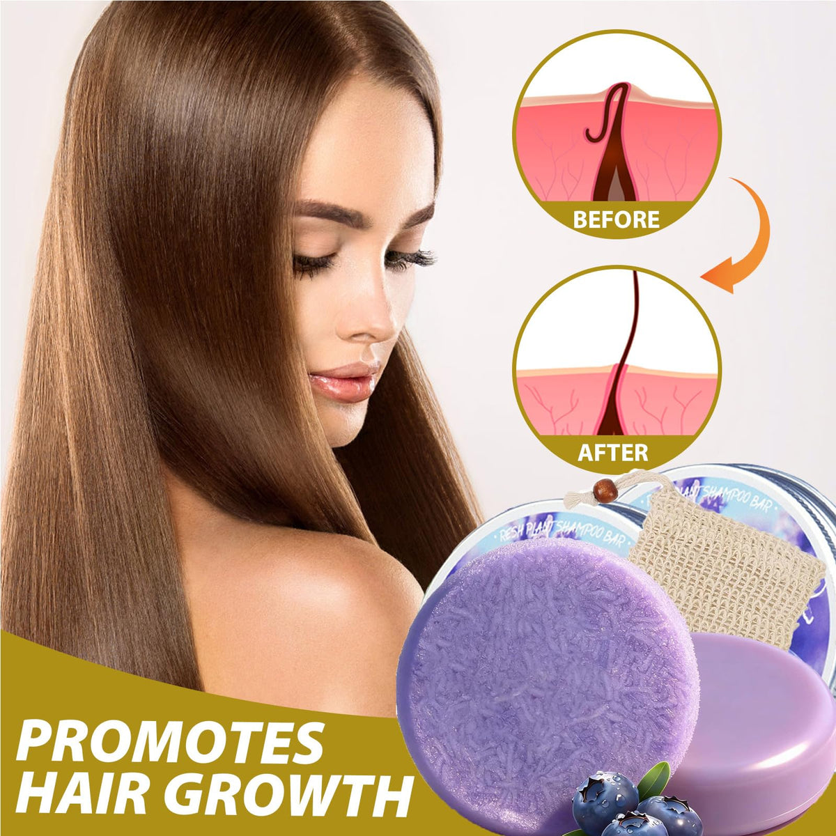 Htcpuo blueberry fields shampoo bar close-up highlights texture and cleansing benefit