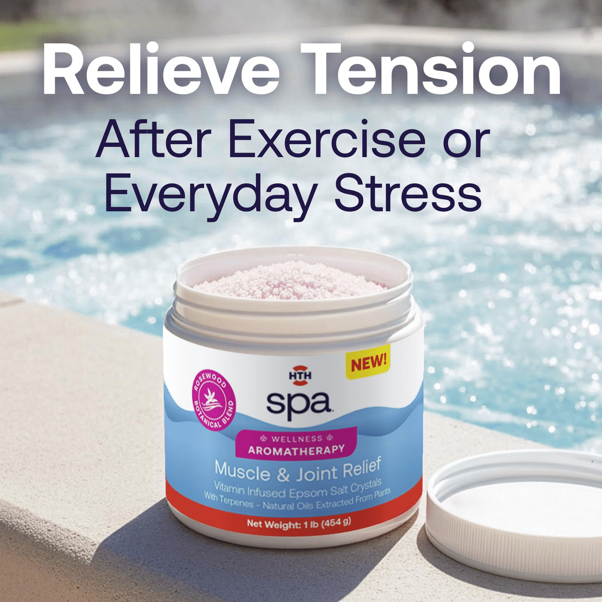 HTH Spa dissolving in jetted bath to promote muscle comfort