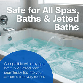 HTH Spa on wet skin after soak showing moisturized skin benefit