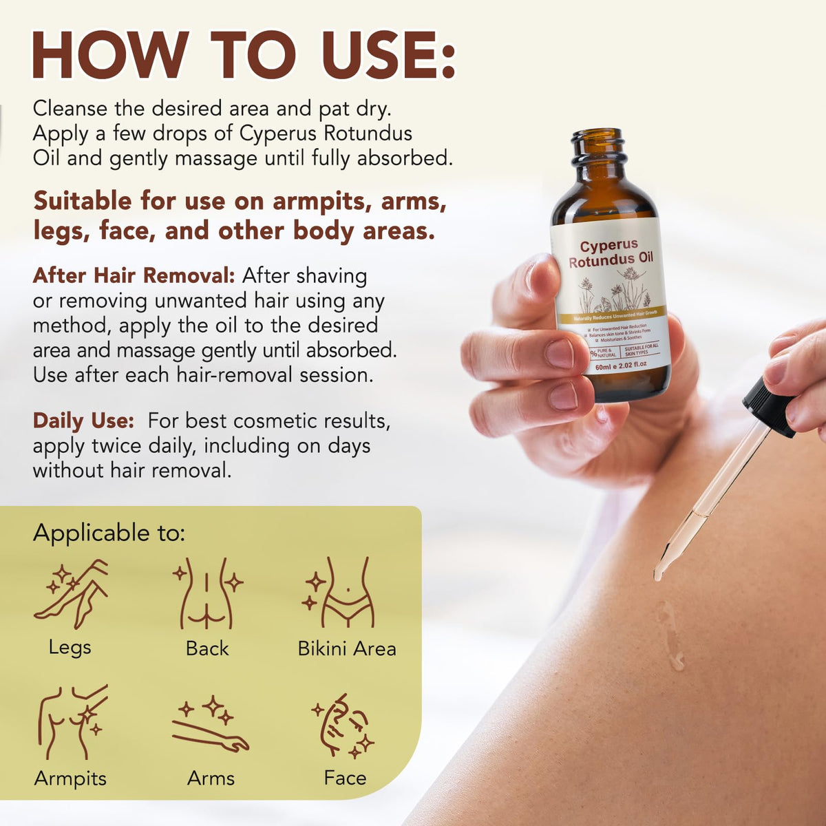HuaangMaox applied to legs demonstrating smoothness and reduced irritation