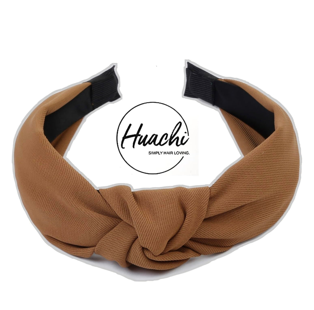 Huachi brown headband flat lay showing warm tone and outfit pairing benefit