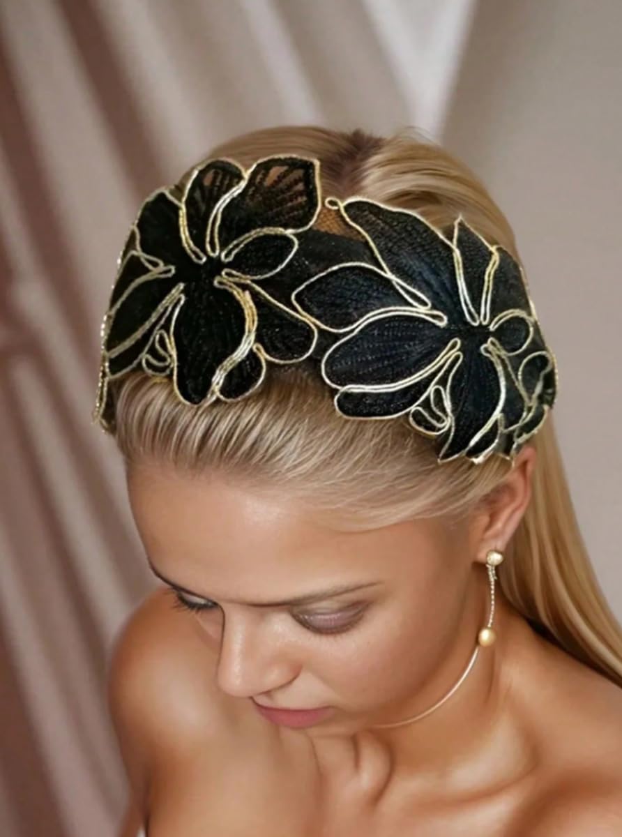 Huachi close-up of hand-crocheted gold ribbon flowers highlighting artisanal texture and shine