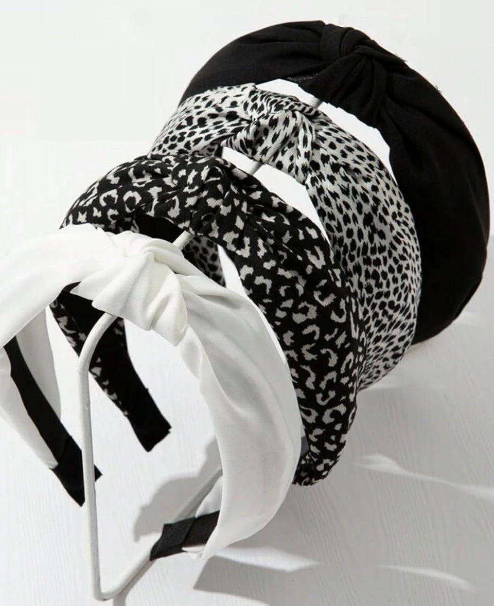 Huachi front view of all four headbands showing colors and styles, adds instant polish