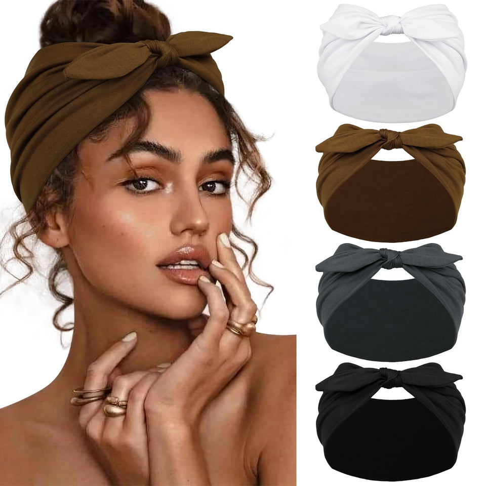 Huachi front view of four headbands showing color variety and value pack benefit