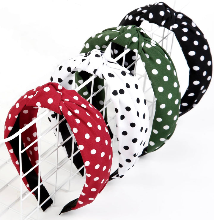 huachi front packaging showing four polka dot headbands and easy selection benefit