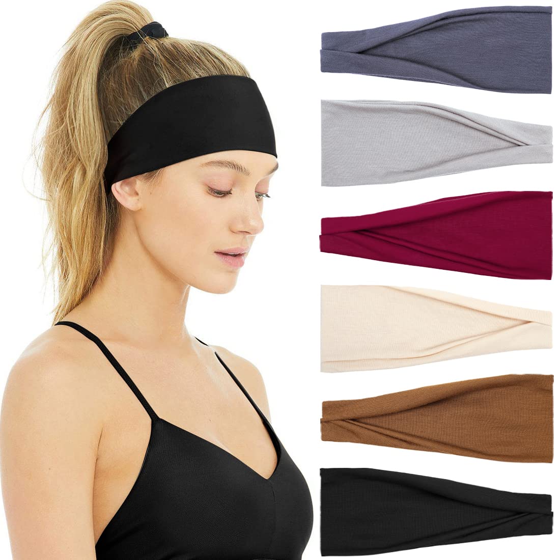 Huachi headband front view showing neat edge and secure fit benefit