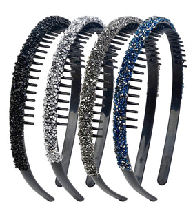 Huachi front packaging view showing four rhinestone headbands and color options