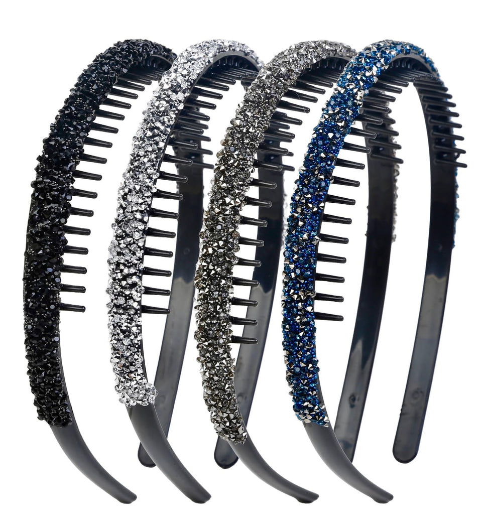 Huachi front packaging view showing four rhinestone headbands and color options