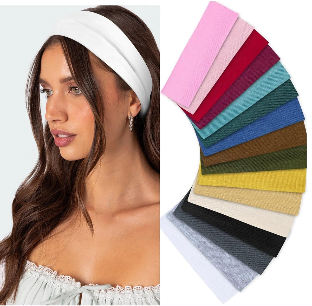 Huachi front packed set showing 16 headbands, convenient multi-pack