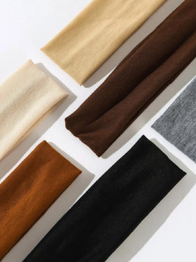 Huachi assorted black brown beige tan headbands laid flat for outfit matching