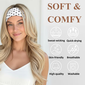 Huachi headband in use during yoga demonstrating non-slip hold and sweat control
