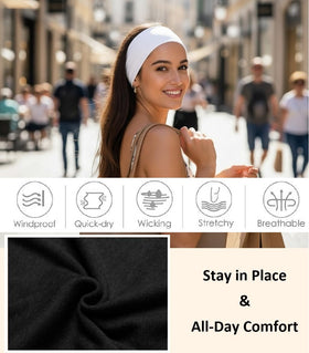 Huachi headband next to ruler showing 2.5 inch width and fit