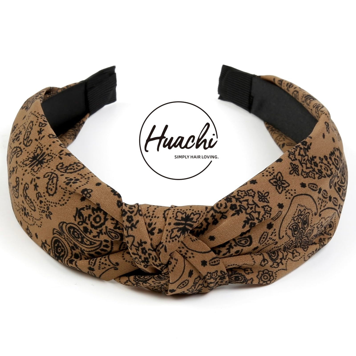 Huachi headband on wrist for size comparison and portable styling benefit