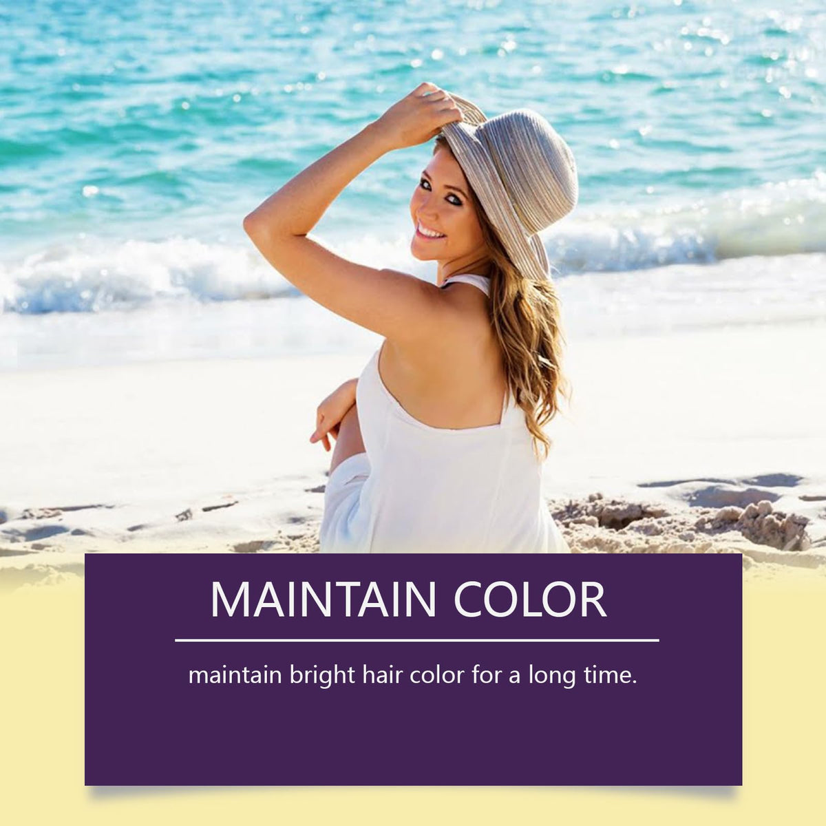 HuaQing showing hair color before and after UV protection to reduce fading