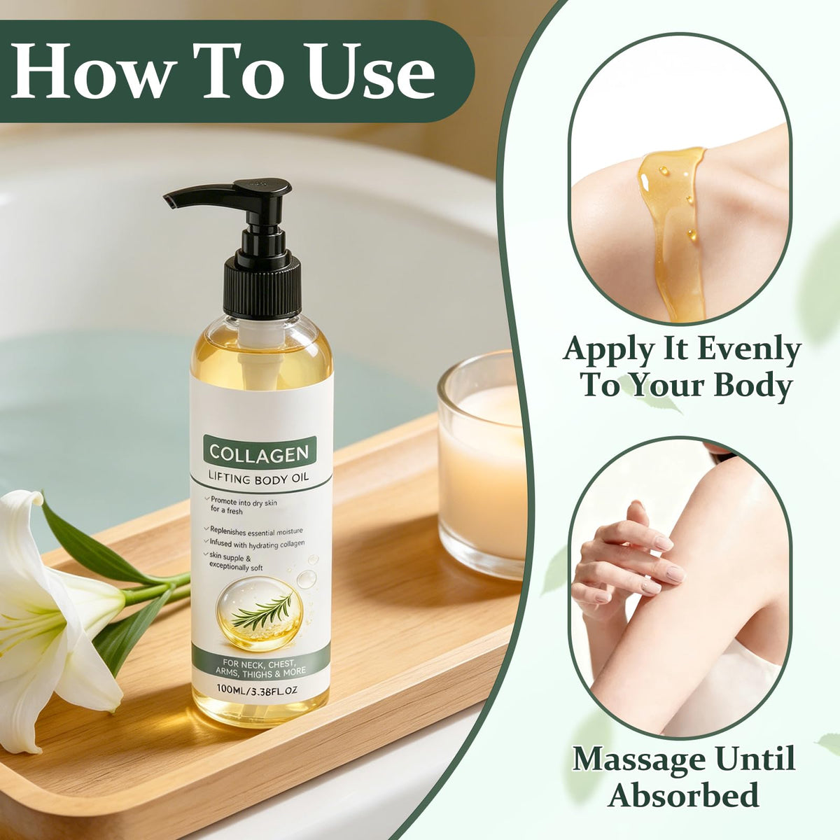 huatinent massaging oil into arm to hydrate and smooth rough texture