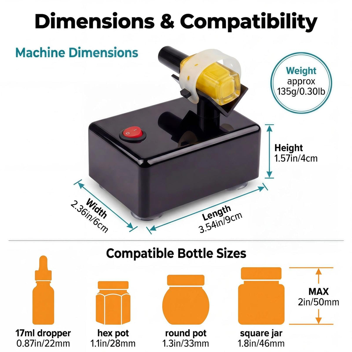 HUBEST size comparison beside common bottle illustrating small-footprint convenience