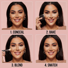 HUDA brush application demonstrating even coverage and crease prevention