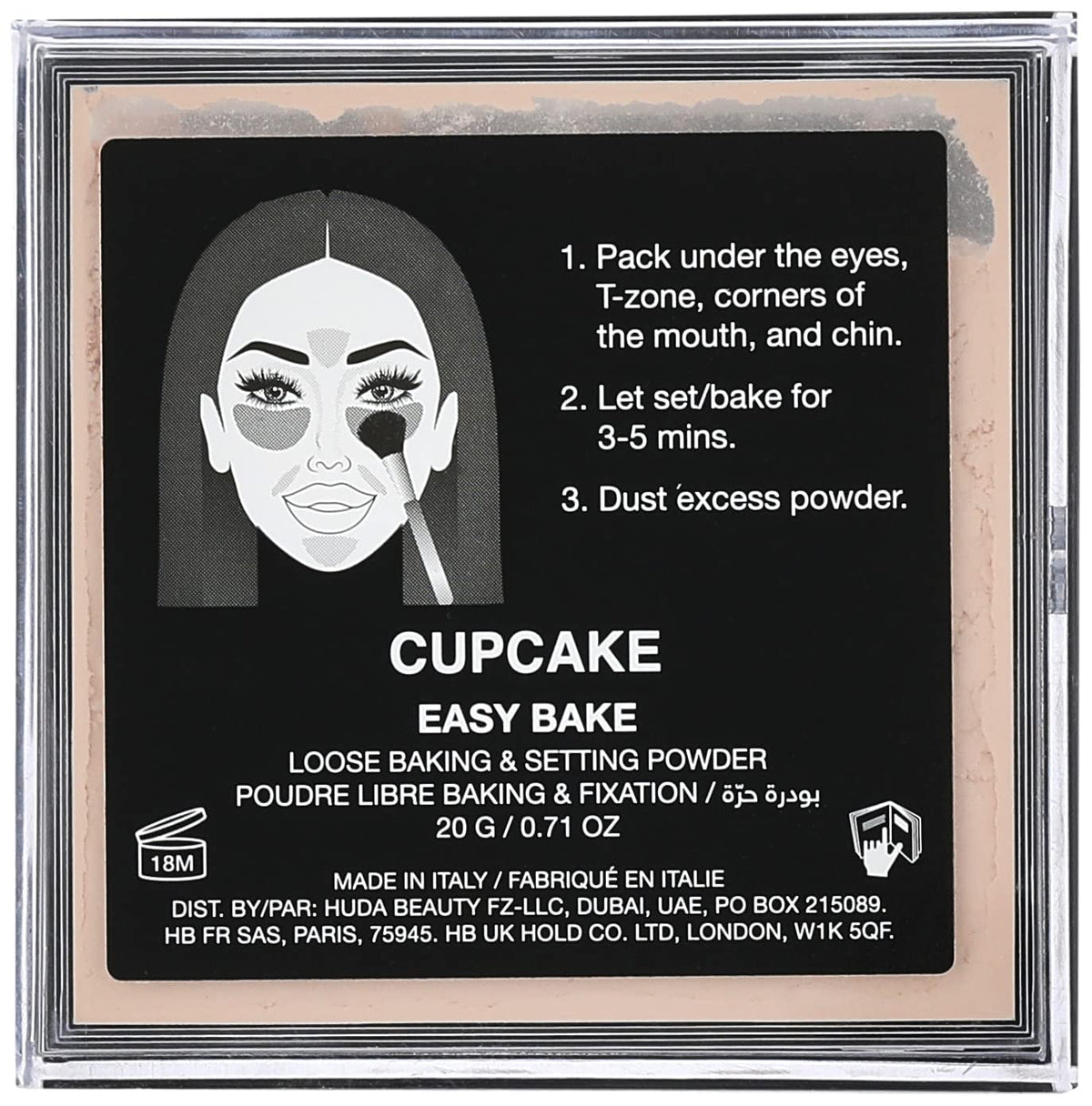Huda Cupcake applied under eye illustrating brightening benefit