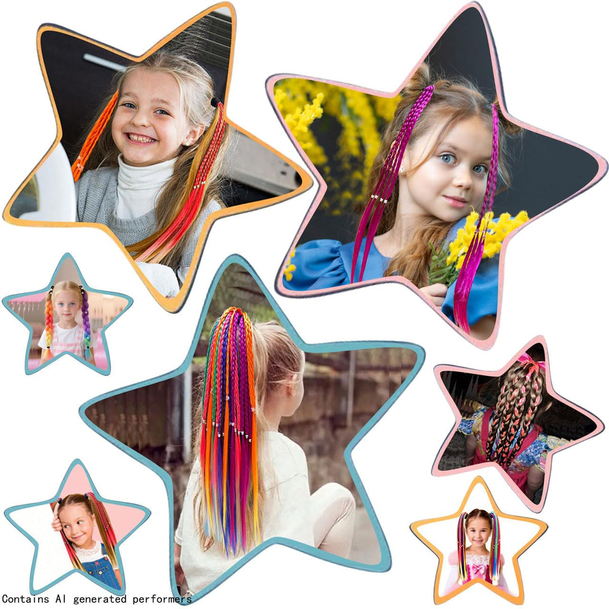 HUJIANWEN extension on child ponytail giving instant rainbow color and fun look