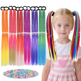 HUJIANWEN front packaging showing colorful braided extensions and included pieces