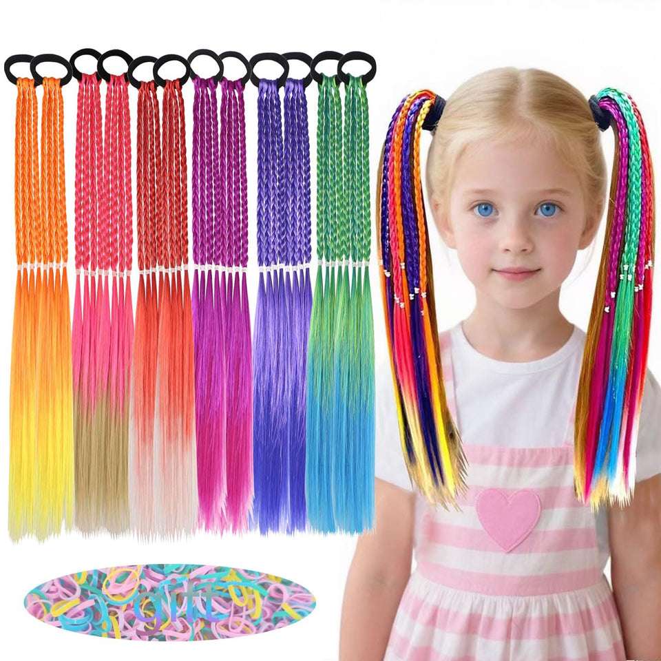 HUJIANWEN front packaging showing colorful braided extensions and included pieces