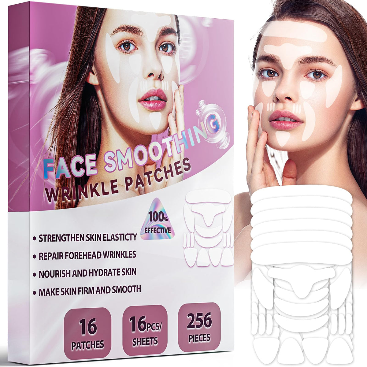 HULEIWA front packaging showing 256-piece patch assortment and benefits