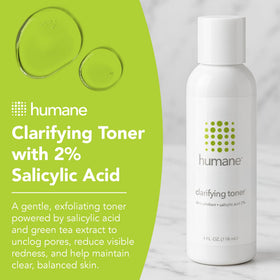 Humane label close-up highlighting 2% salicylic acid and clean formula