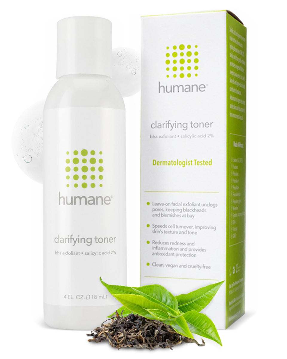 Humane bottle front packaging showing clear toner and label benefits