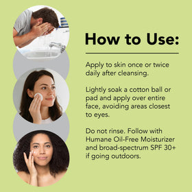 Humane toner pouring onto cotton pad demonstrating easy application