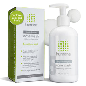 humane front packaging 8 fl oz showing bottle and brand, clear acne treatment