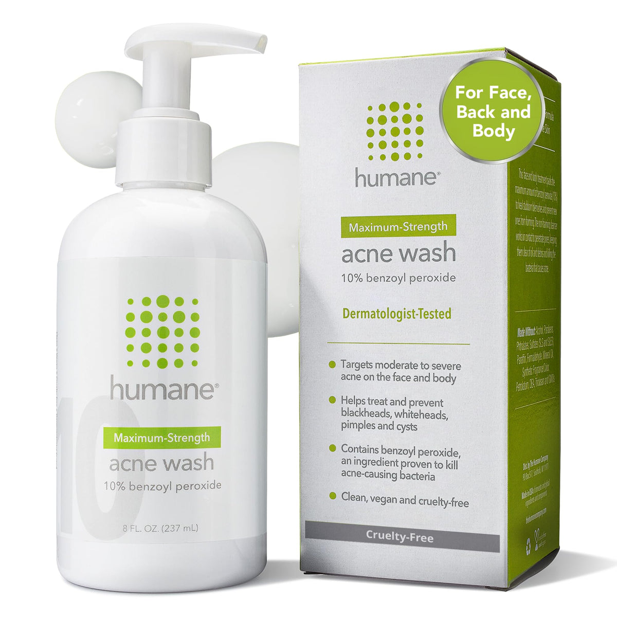 humane front packaging showing bottle and branding with clear potency benefit