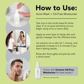 humane using on face routine applying cleanser to damp skin for targeted acne care
