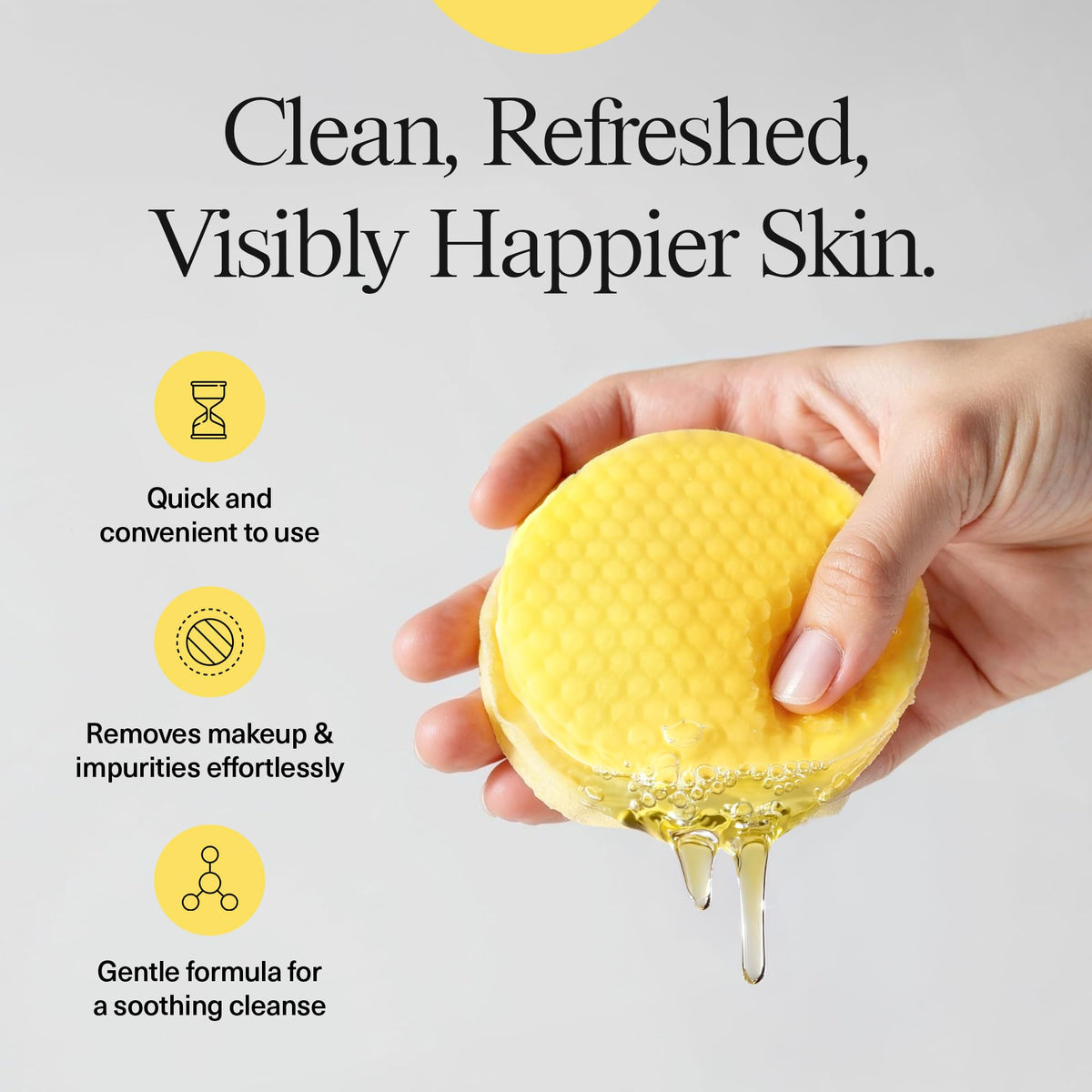 humanroots single pad soaked in formula showing turmeric and kojic clarity