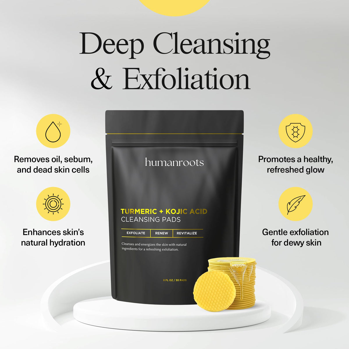 humanroots close-up of textured pad surface smoothing skin gently