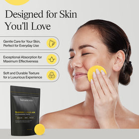 humanroots model using pad on cheek for quick exfoliation and refresh