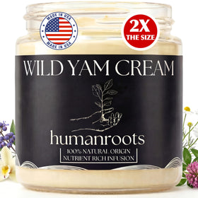 humanroots wild yam cream front jar showing clean organic packaging and soothing scent
