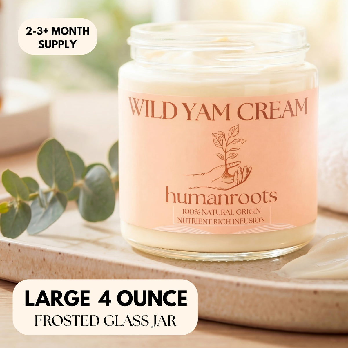 humanroots open jar texture close-up highlighting lightweight cream for comfortable absorption