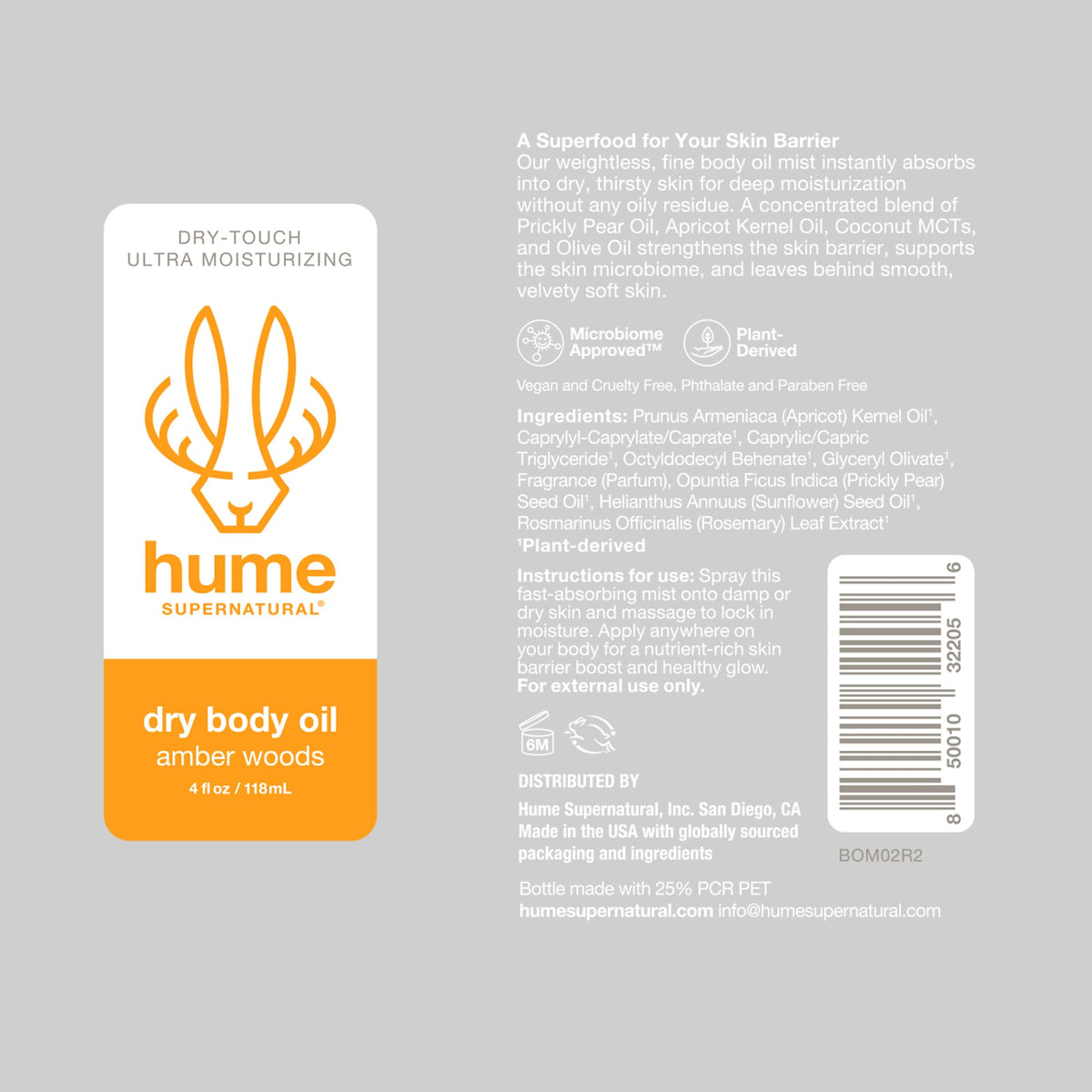 HUME SUPERNATURAL flatlay with prickly pear oil emphasizing natural nutrients