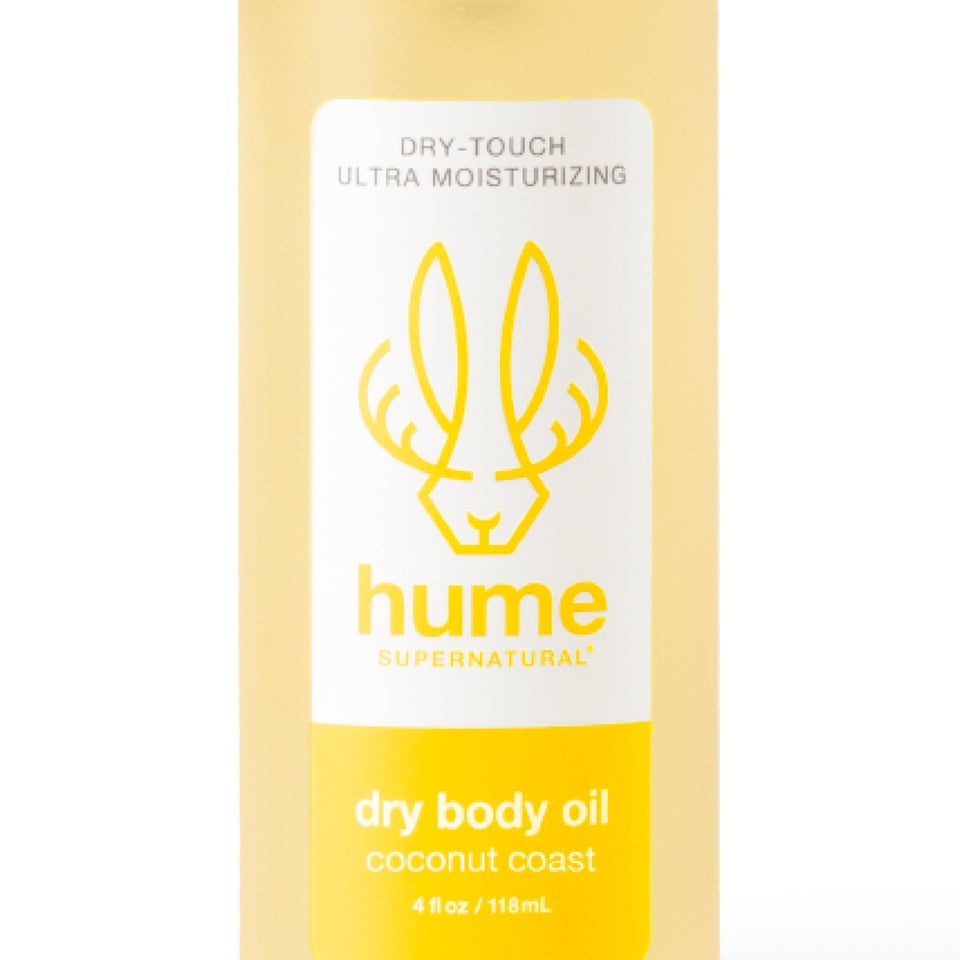 HUME SUPERNATURAL front packaging showing Coconut Coast scent and benefit hydrating mist