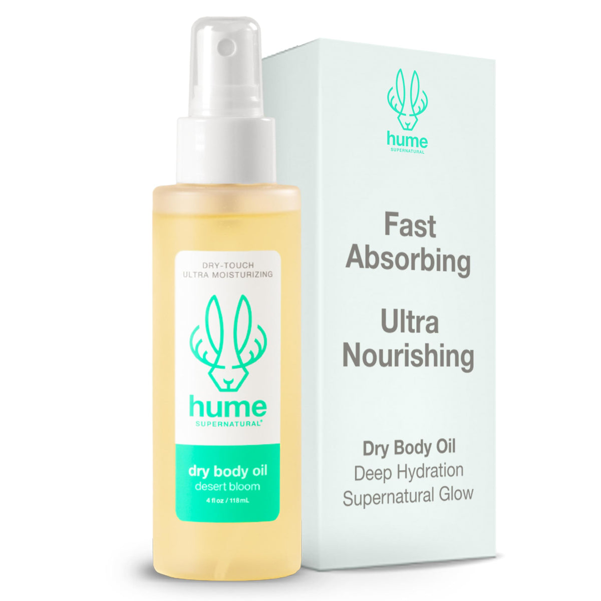HUME SUPERNATURAL front packaging showing bottle and branding for clear product ID
