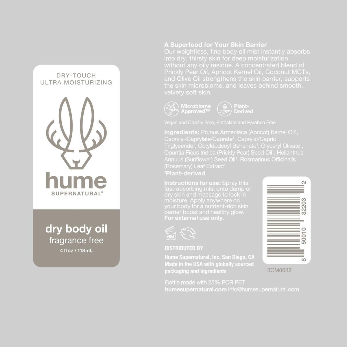 HUME SUPERNATURAL boxed packaging showing product information and trust