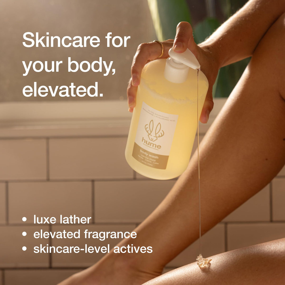 HUME SUPERNATURAL label ingredients view listing niacinamide and hyaluronic acid