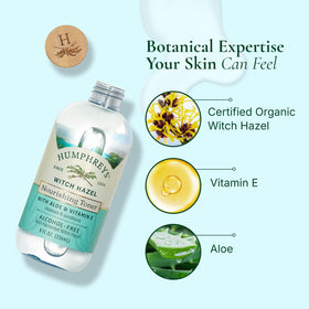 Humphreys aloe leaf beside bottle showing natural aloe nourishment benefit