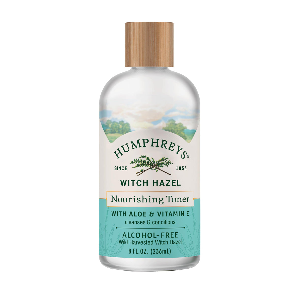 Humphreys front bottle shot showing clear toner and natural branding benefits hydration