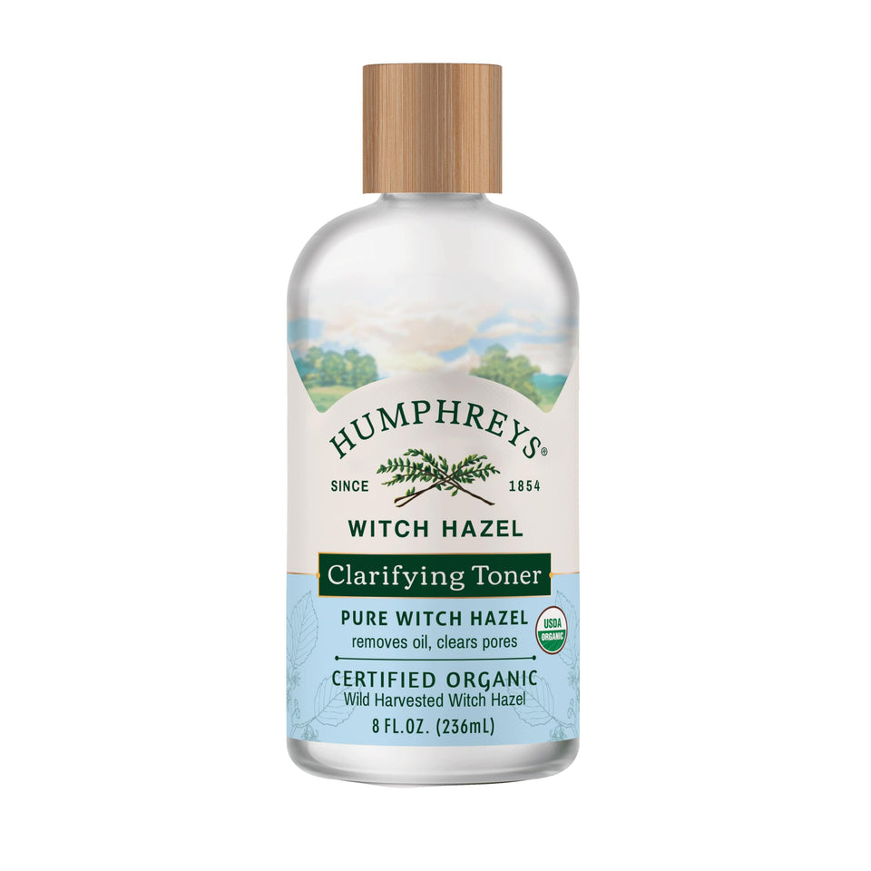Humphreys front label showing organic witch hazel benefits