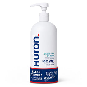 Huron front bottle label showing product name and scent for confident selection