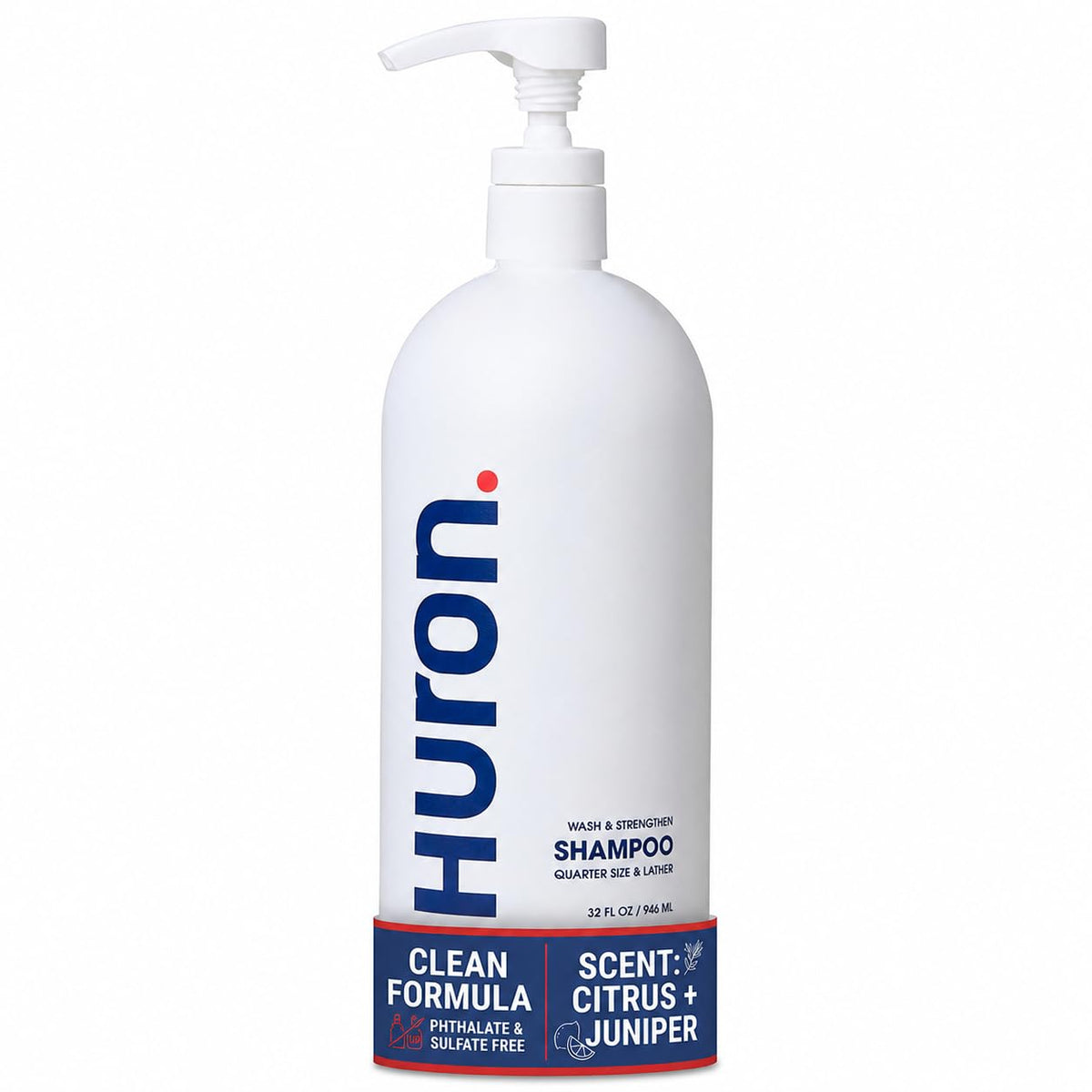 Huron front packaging 32oz showing bottle and scent, promotes lasting value
