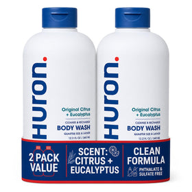 Huron front packaging showing citrus eucalyptus scent and clean formula benefits