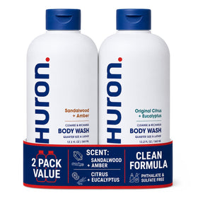 Huron front packaging duo showing two bottles and scent names for easy selection